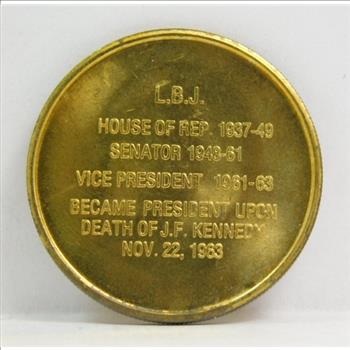 Lyndon B. Johnson Presidential Brass Commemorative Coin/Medallion - 28.5 mm Diameter