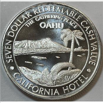 .999 Fine Silver Oahu - The Gathering Place - Sam Boyd's California Hotel - Las Vegas - .80 oz Silver Casino Token