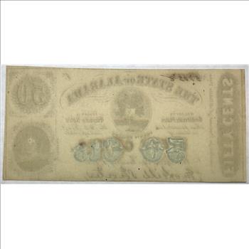1863 State of Alabama 50 Cent Obsolete Fractional Note