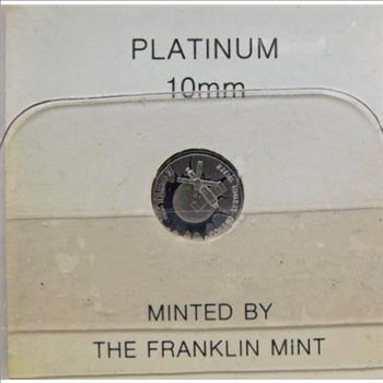 .9999 Fine Platinum 1973 PLATINUM 10mm 1.2 grams  Coin - Skylab II Eyewitness Mini Coin - Struck by the Franklin Mint to Commemorate Skylab I - In Small Red Wallet