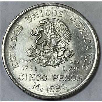 1952 Mexico Silver 5 Pesos - Hidalgo Commemorative Coin
