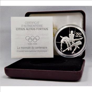 SILVER Proof 1996 Canadian World Olympic Games 33.63 Grams Edge Lettering 