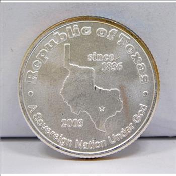 2003 Republic of Texas - A Sovereign Nation Under God - 8 Grams .999 Fine Texas Silver Commemorative Coin
