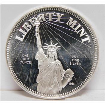 1986 Liberty Mint - Statue of Liberty - 1 oz .999 Fine Silver Round w/ Article 1 of U.S. Constitution on Reverse