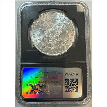 RARE Original Bag Series 1889 Morgan Silver Dollar w/Original Bag Fragment NGC Certified Brilliant Uncirculated