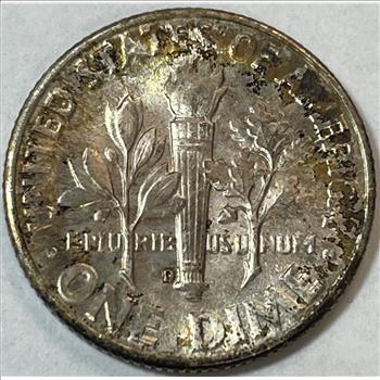 RAINBOW TONED 1949-D Roosevelt Silver Dime - Brilliant Uncirculated