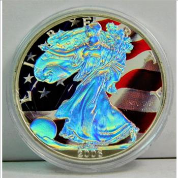 2006 Colorized American Silver Eagle with Silver Hologram  - One Ounce .999 Fine Silver Dollar - In Protective Capsule