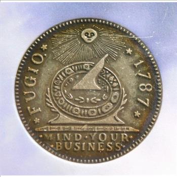 America's First Coin - The Benjamin Franklin Fugio Cent - Reproduction Encased in Protective Plastic Holder with History of the Original Cent