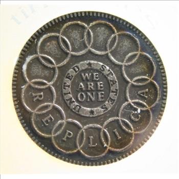 America's First Coin - The Benjamin Franklin Fugio Cent - Reproduction Encased in Protective Plastic Holder with History of the Original Cent