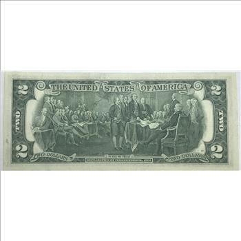 1976 $2 Federal Reserve Note - Bicentennial Commemorative 10c Stamp - New York - Crisp Uncirculated Condition
