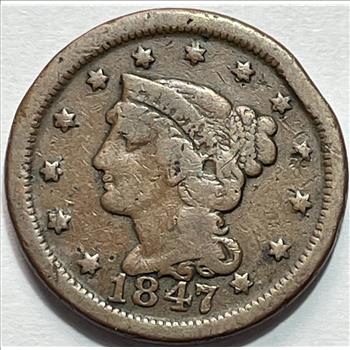 1847 Braided Hair Variety Large Cent