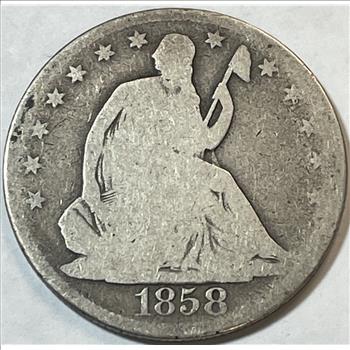 1858-O New Orleans Minted Seated Liberty Silver Half Dollar