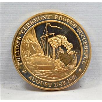 1807 Fulton's Clermont Proves Successful Franklin Mint Bronze Proof Commemorative Medal