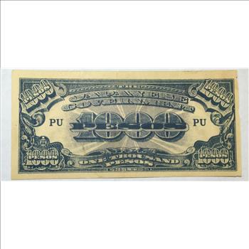 1945 Philippines 1,000 Pesos World War II Japanese Government Occupational Currency
