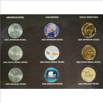 Lewis & Clark Commemorative Jefferson Nickel Collection - Uncirculated Condition w/Colorized and Gold Enriched Varieties