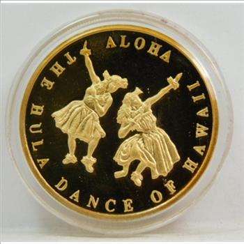 2001 State Of Hawaii Uncirculated Waikiki Beach 5% Gold Over Copper Proof Condition Airtight Capsule 200K Mintage