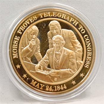 1844 Morse Proves Telegraph To Congress Franklin Mint Bronze Proof Commemorative Medal
