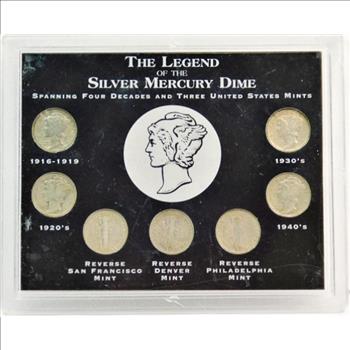 The Legend Of The Silver Mercury Dime: Spanning 4 Decades & 3 US Mints!-Hard Plastic Presentation Case-		