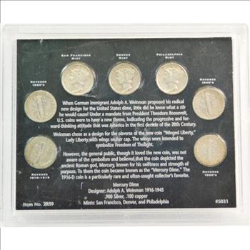 The Legend Of The Silver Mercury Dime: Spanning 4 Decades & 3 US Mints!-Hard Plastic Presentation Case-		