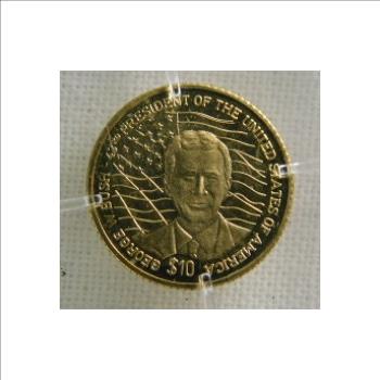 2000 $10 George W. Bush .5 Gram 14K Gold Commemorative - Liberia - Proof Condition - Only 20,000 Minted