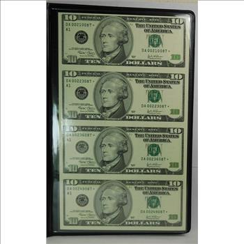 STAR NOTES - Crisp Uncut Sheet of Series 2003 $10 Federal Reserve Bank Notes - Sheet of Four (4) Uncut Star Notes
