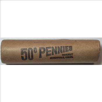 Original Vintage Bank Wrapped Mystery Roll of Cents