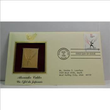 22K Gold Proof Replica Stamp - Alexander Calder -Un Effet du Japonais - Golden Replicas of United States Stamps - FDC