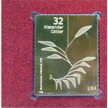 22K Gold Proof Replica Stamp - Alexander Calder - Black Cascade, 13 Verticals - Golden Replicas of United States Stamps - FDC