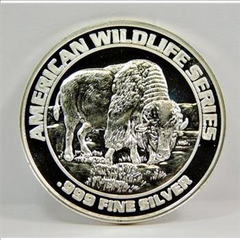 .999 Fine Silver - Buffalo - American Wildlife Series - Historic Colorado Mining Mountain Man Commemorative Silver Round