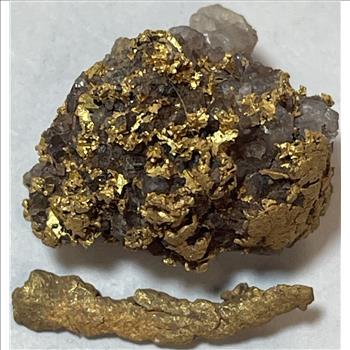 7.1 Grams Gold Nugget Specimen on Quartz