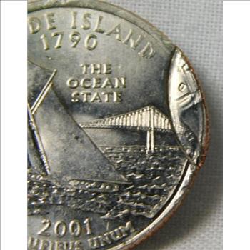 MINT ERROR!! - Double Struck 2001-D Rhode Island Commemorative State Quarter - Error is Quite Apparent