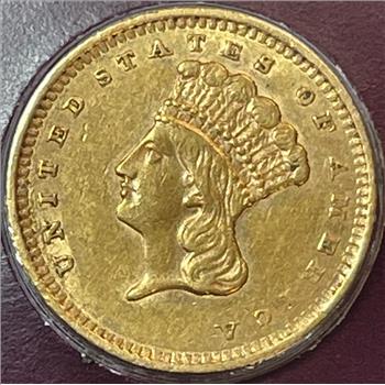 1858 Type 3 Variety Indian Princess Large Head Gold Dollar