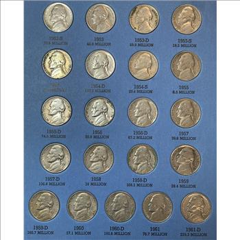 Complete Jefferson Nickel Collection from 1938-1961 Including all World War II Issue Silver War Nickels