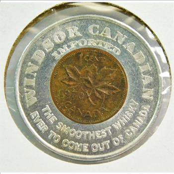 1970 Canada Encased Cent - Windsor Canadian Whisky - The Smoothest Whiskey to Ever Come Out of Canada