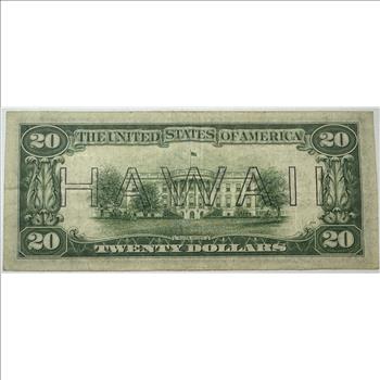1934A $20 Hawaii World War II Emergency Issue Brown Seal Federal Reserve Note