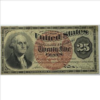1869 Fourth Issue Geroge Washington 25 Cents United States Fractional Note