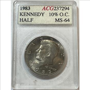 MINT ERROR 1983 Kennedy Half Dollar Off-Center Error ACG Graded MS64