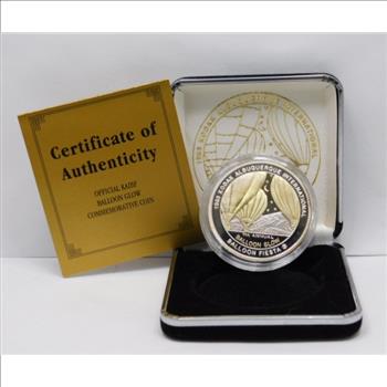 1993 Albuquerque Kodak International Balloon Fiesta - 1 oz. .999 Fine Silver with 24K Gold Highlights - 7th Annual Balloon Glow - Numbered COA and Gift Box with Original Cover Box