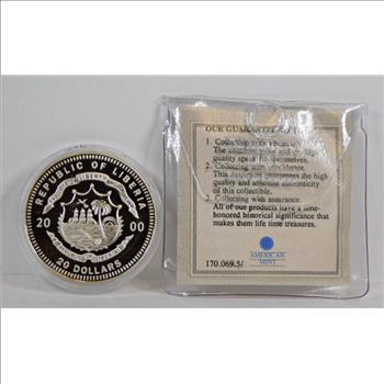.999 Fine Silver $20 Rutherford B. Hayes Commemorative Proof Silver Coin - 20 Grams - Low Mintage of 20,000