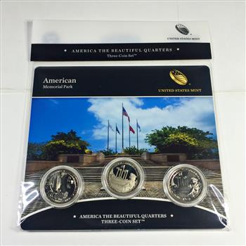 America the Beautiful 3 25c Coin Set*American Memorial Park*In Original US Mint Packaging with COA