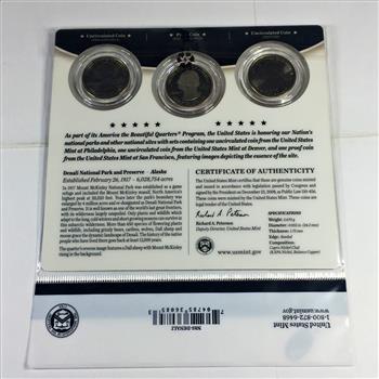 America the Beautiful 3 25c Coin Set*Denali National Park & Preserve*In Original US Mint Packaging with COA