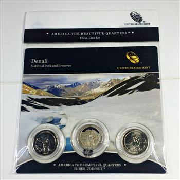 America the Beautiful 3 25c Coin Set*Denali National Park & Preserve*In Original US Mint Packaging with COA