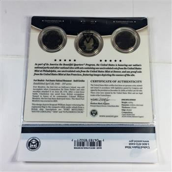 America the Beautiful 3 25c Coin Set*Fort Moultrie Fort Sumpter National Monument*In Original US Mint Packaging with COA