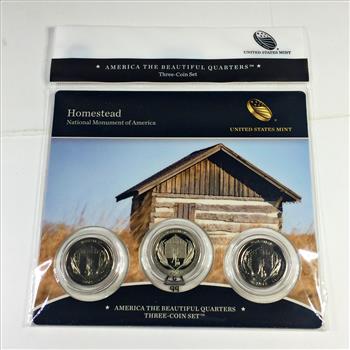 America the Beautiful 3 25c Coin Set*Homestead National Monument of America*In Original US Mint Packaging with COA
