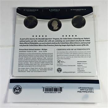America the Beautiful 3 25c Coin Set*Pictured Rocks National Lakeshore*In Original US Mint Packaging with COA