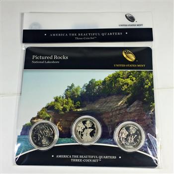 America the Beautiful 3 25c Coin Set*Pictured Rocks National Lakeshore*In Original US Mint Packaging with COA