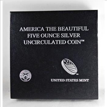America The Beautiful Five Ounce Silver Uncirculated Coin*Shenandoah National Park*In Original Mint Packaging