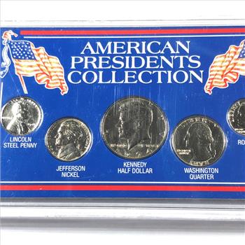 American President's Collection: 1943 Cent, 1973 Nickel, 1974 Half, 1978 Quarter and 1978-D Roosevelt Dime
