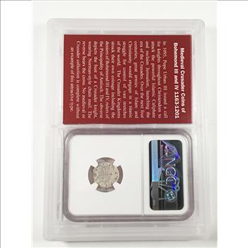 Ancient*Silver*Crusader*Bohemond III, AD 1163-1201*AR Denier, Antioch*Graded XF by BGC