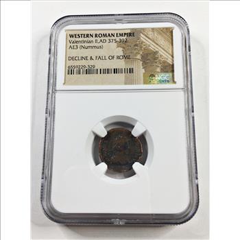 Ancient*Western Roman Empire*Valentinian II, AD 375-392*AE3 (Nummus)*Decline & Fall of Rome*Authenticated by NGC
